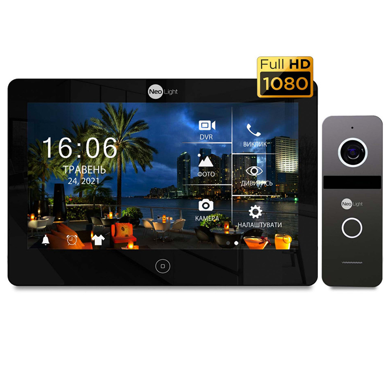 Комплект відеодомофона NeoLight Mezzo HD WF Black/SOLO FHD Graphite
