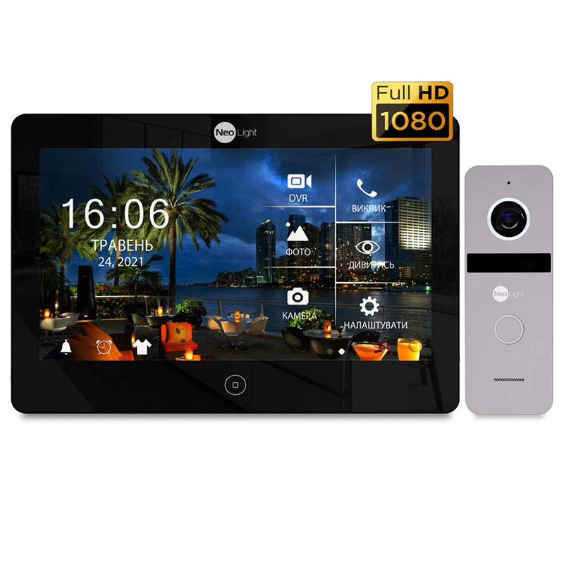 Комплект відеодомофона NeoLight Mezzo HD WF Black/SOLO FHD Silver