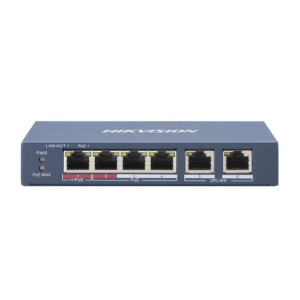 4-портовий PоE комутатор Hikvision DS-3E0106HP-E/M некерований