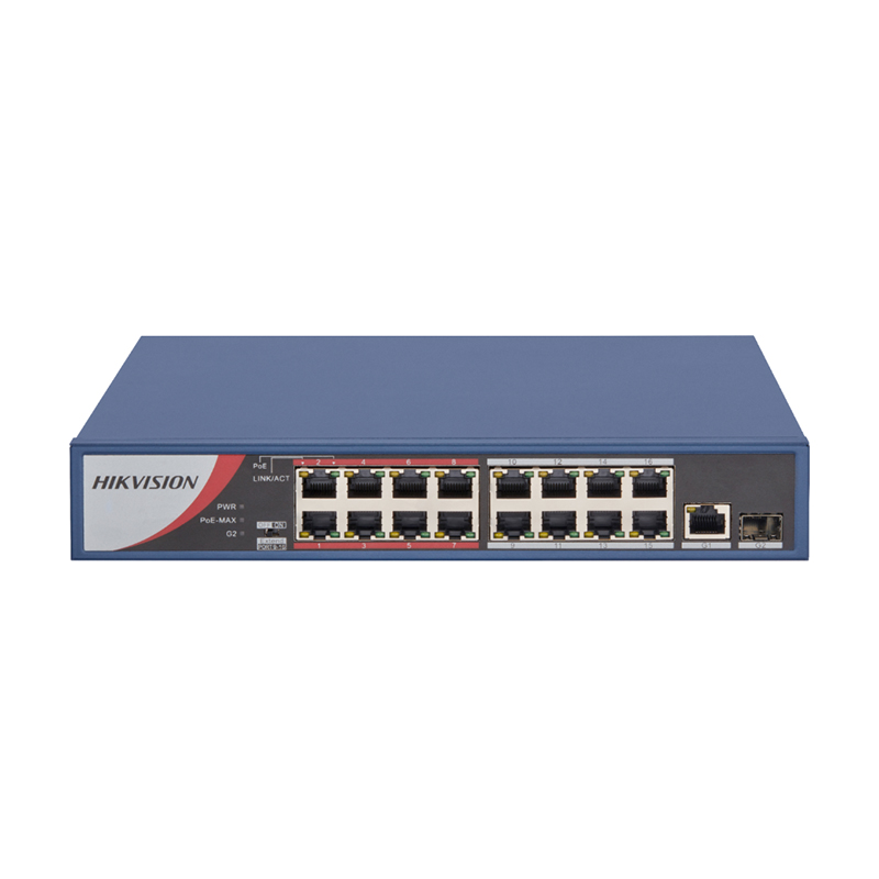 16-портовий PoE комутатор Hikvision DS-3E0318P-E/M(B) некерований