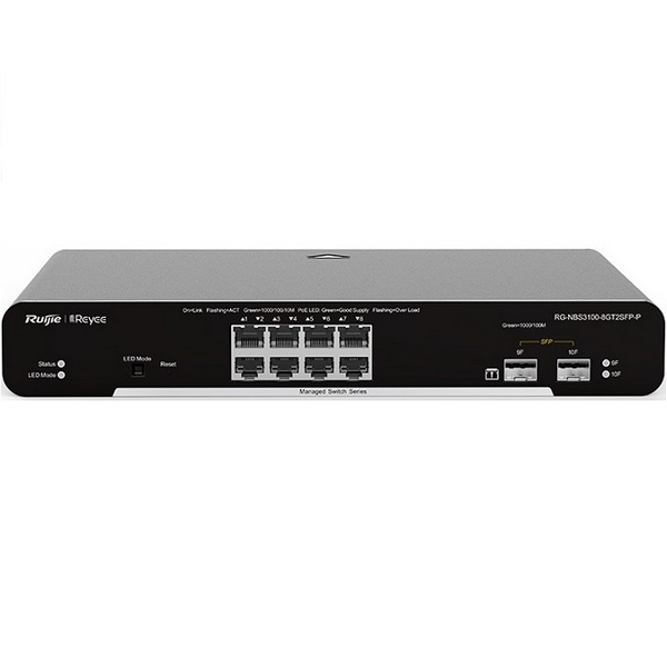 8-портовий гігабітний L2 керований комутатор POE Ruijie RG-NBS3100-8GT2SFP-P