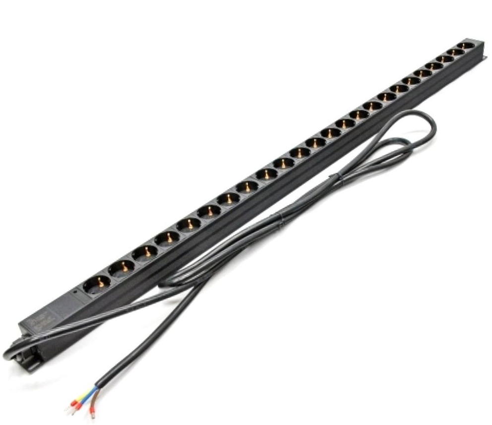 Блок розеток Kingda 1U, 24xSchuko 16А, з індикатором, кабель 3 м чорний (KD-PDU-EU-1U-24P)