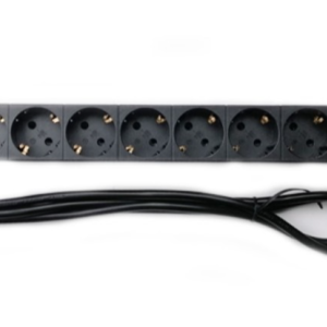 Блок розеток E-server 19″ 1U, 9xSchuko без вимикача, кабель 1.8 м, 220В, чорний (WT-2261A-GER-9WAY)