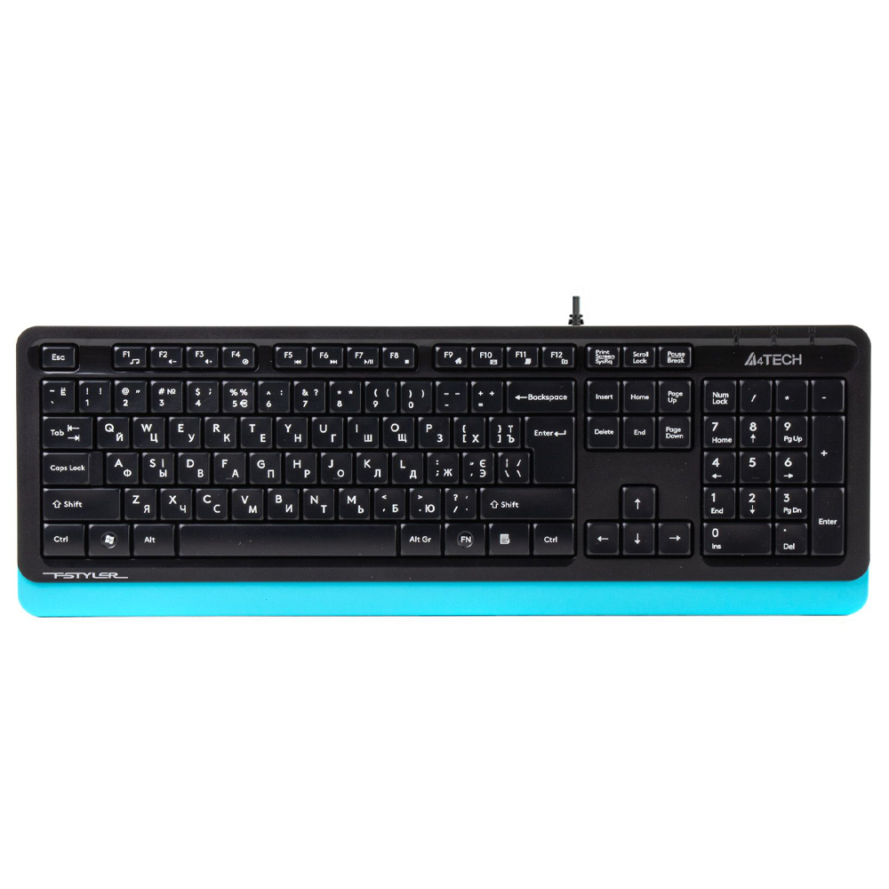 Клавиатура A4tech Fstyler Sleek MMedia Comfort, USB, Black+Blue, (US+Ukrainian+Russian) A4Tech 14270