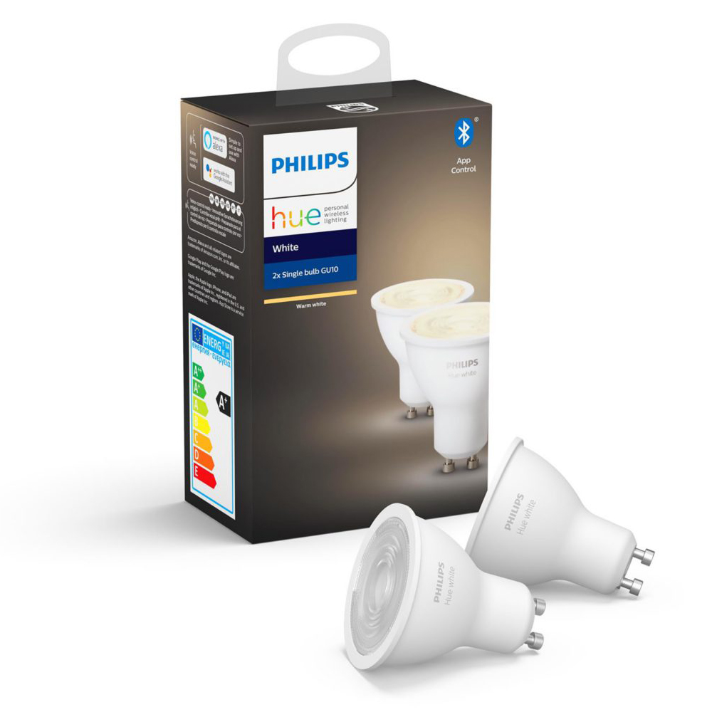 Комплект ламп Philips Hue GU10, 5.2W(57Вт), 2700K, White, Bluetooth, димована, 2шт Philips 14405