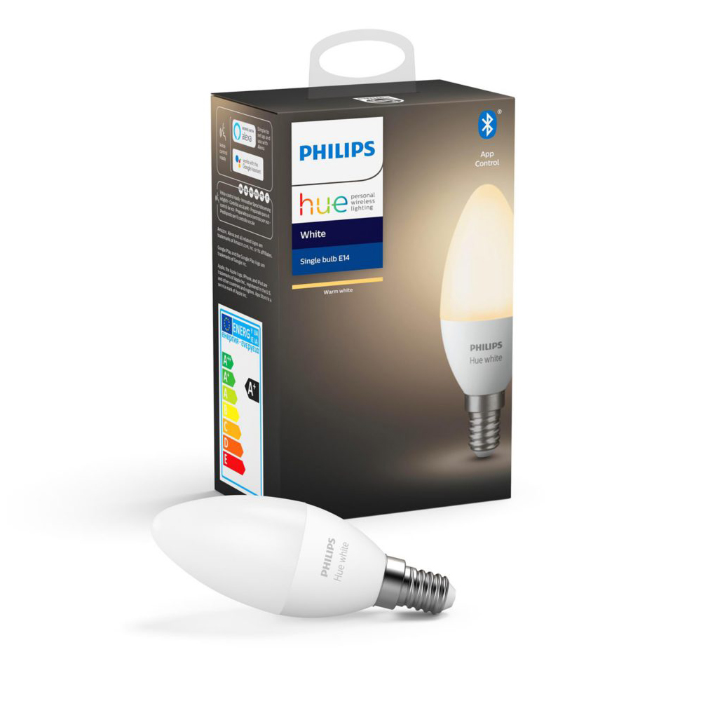 Розумна лампа Philips Hue E14, 5.5W(40Вт), 2700K, White, Bluetooth, димована Philips 14406