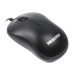 Миша дротова, оптична, 3 кнопки, 1200 DPI, USB, чорна Maxxter 14249-1