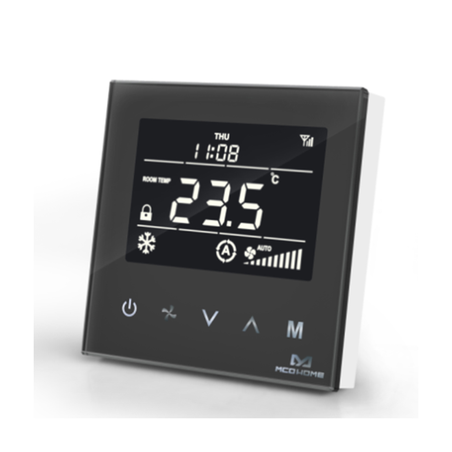 Термостат для фанкойлу Z-Wave настінний (2 труби) MCO Home, чорний - MCOEMH8-FCB MCO 12329-1