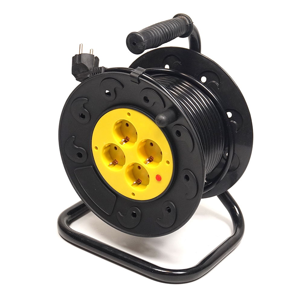 Подовжувач на котушці PowerPlant 25 м, 3x1.5мм2, 10А, 4 розетки (JY-2002/25) PowerPlant 8945