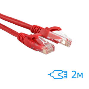 Патч-корд Kingda 2м UTP Cat.5e литий червоний RJ45, CU (PAUT3200-Rd)