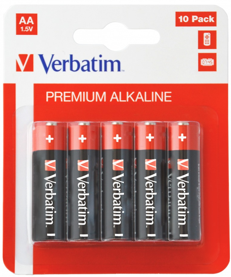 Батарейки лужні Verbatim AA (1,5V 10 шт) (49875)