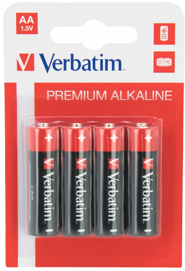 Батарейки лужні Verbatim AA (1,5V 4 шт) (49921)