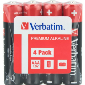 Батарейки лужні Verbatim AAA (1,5V плівка 4 шт) (49500)