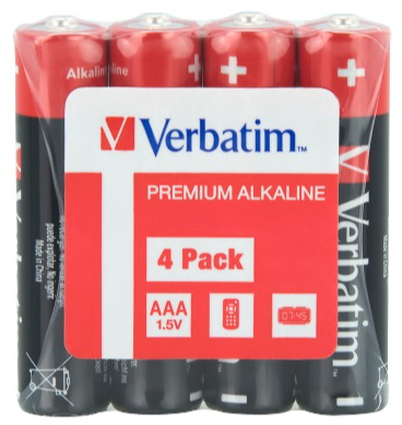 Батарейки лужні Verbatim AAA (1,5V плівка 4 шт) (49500)