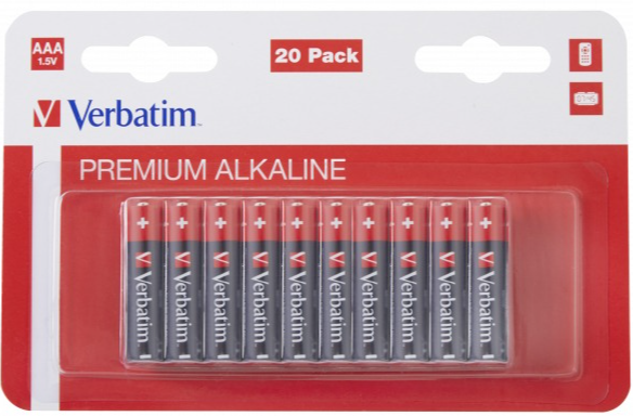 Батарейки лужні Verbatim AAA (1,5V 20 шт) (49876)