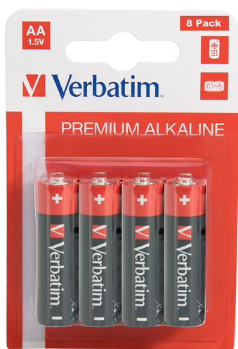 Батарейки лужні Verbatim AA (1,5V 8 шт) (49503)