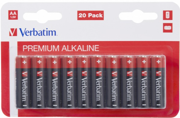 Батарейки лужні Verbatim AA (1,5V 20 шт) (49877)