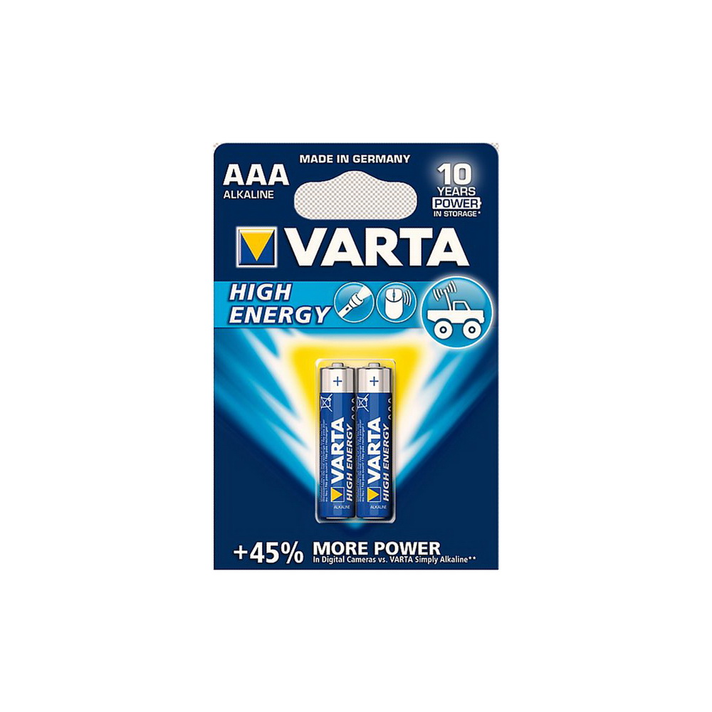 Акумулятор Varta High Energy AAA BLI 2шт лужний (04903121412) Varta 12297