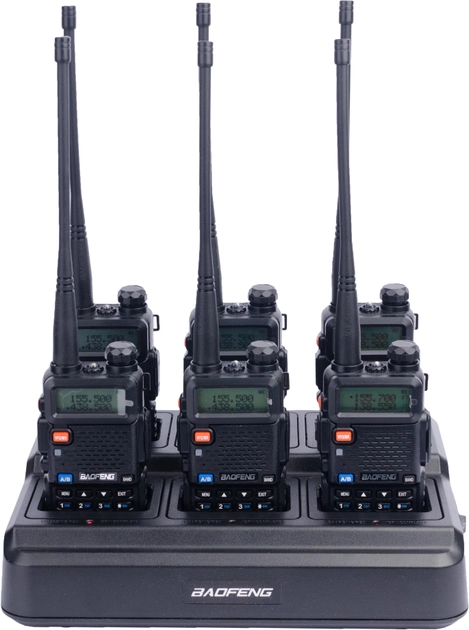 Портативна рація Baofeng UV-5R SIX PACK + зарядний комплект Black (UV-5R_6_6WCBF888S_BL-5)