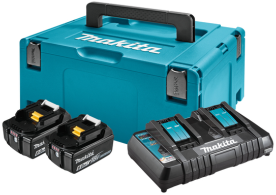 Комплект Makita 2 x LXT BL1860B 18В 6Ah + DC18RD + Makpac3 (198077-8)