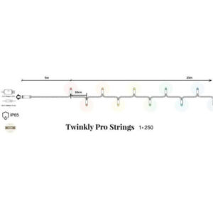 Гірлянда Smart LED Twinkly Pro Strings AWW 250, одна лінія, IP65, AWG22 PVC Rubber зелений (TW-PLC-S-CA-1X250GOP-GR) Twinkly 16586