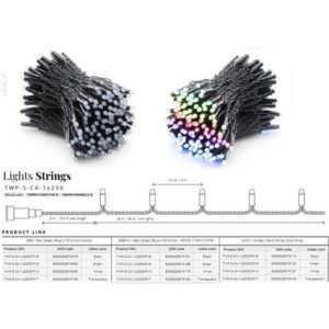 Гірлянда Smart LED Twinkly Pro Strings RGBW 250, одинарна лінія, AWG22, IP65, чорний (TWP-S-CA-1X250SPP-B) Twinkly 16600