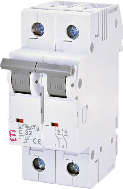 Автоматичний вимикач ETI ETIMAT 6 2p C 32А (6 kA) White (2143519)
