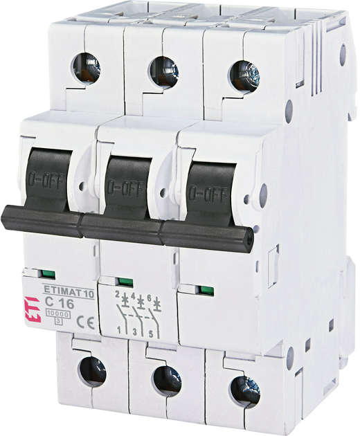 Автоматичний вимикач ETI ETIMAT 10 3p C 16А (10 kA) White (2135716)