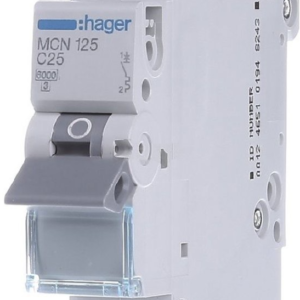 Автоматичний вимикач Hager MCN125 (1п, С, 25A, 6кА, 1м)
