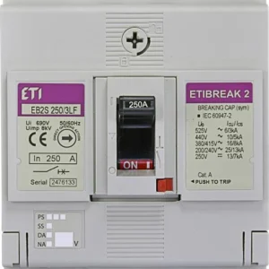 Автоматичний вимикач ETI EB2S 250/3LF 250A (16kA) 3PЕТІ Grey (4671813)