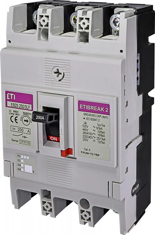 Автоматичний вимикач ETI EB2S 250/3LF 200A (16kA) 3PЕТІ Grey (4671812)