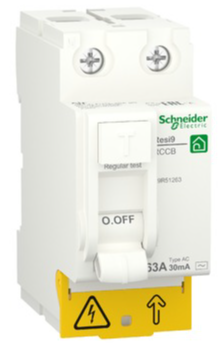 ПЗВ Schneider Electric RESI9 (63A, 30мA, 2P, тип АС) (R9R51263)