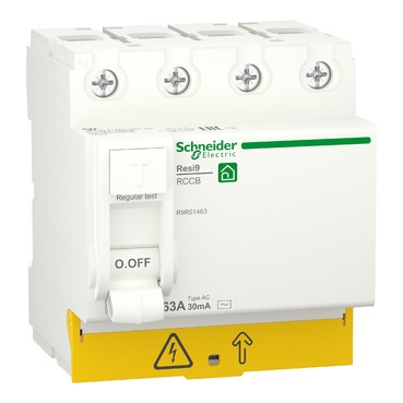 ПЗВ Schneider Electric RESI9 (63A, 30мA, 4P, тип АС) (R9R51463)