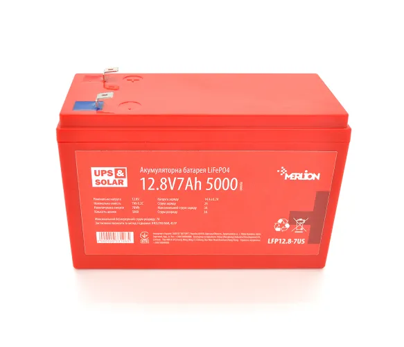 Літій-залізо-фосфатний акумулятор Merlion LiFePO4 12.8V 7AH (4S2P/BMS-10A), (151х65х95), 0,86 kg for UPS, до 5000 циклів, Q12