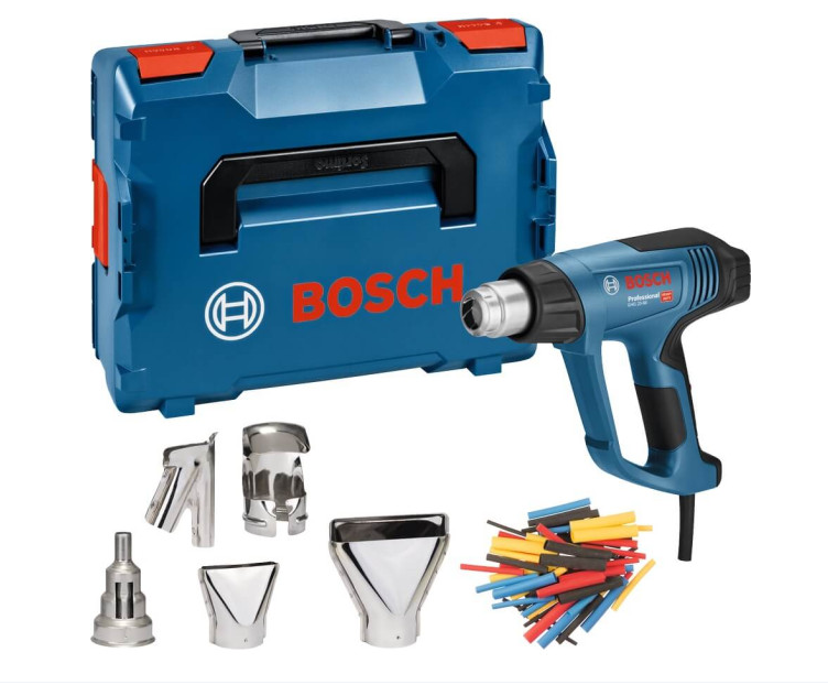 Технічний фен Bosch GHG 23-66 Professional із комплектом насадок і термоусадочними трубками, у L-BOXX 136