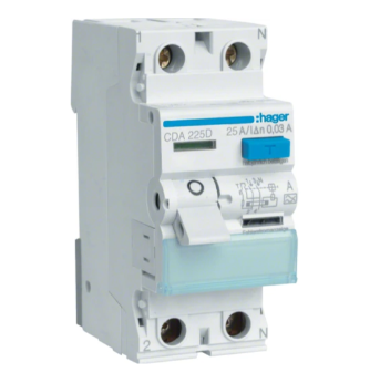 ПЗВ Hager CDПЗВ Hager CDA225D (25A 30мА 6кА A 2P) WhiteA225D (25A 30мА 6кА A 2P) White
