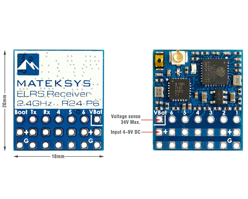 Приймач Matek ELRS 2.4GHz PWM receiver, ELRS-R24-P6
