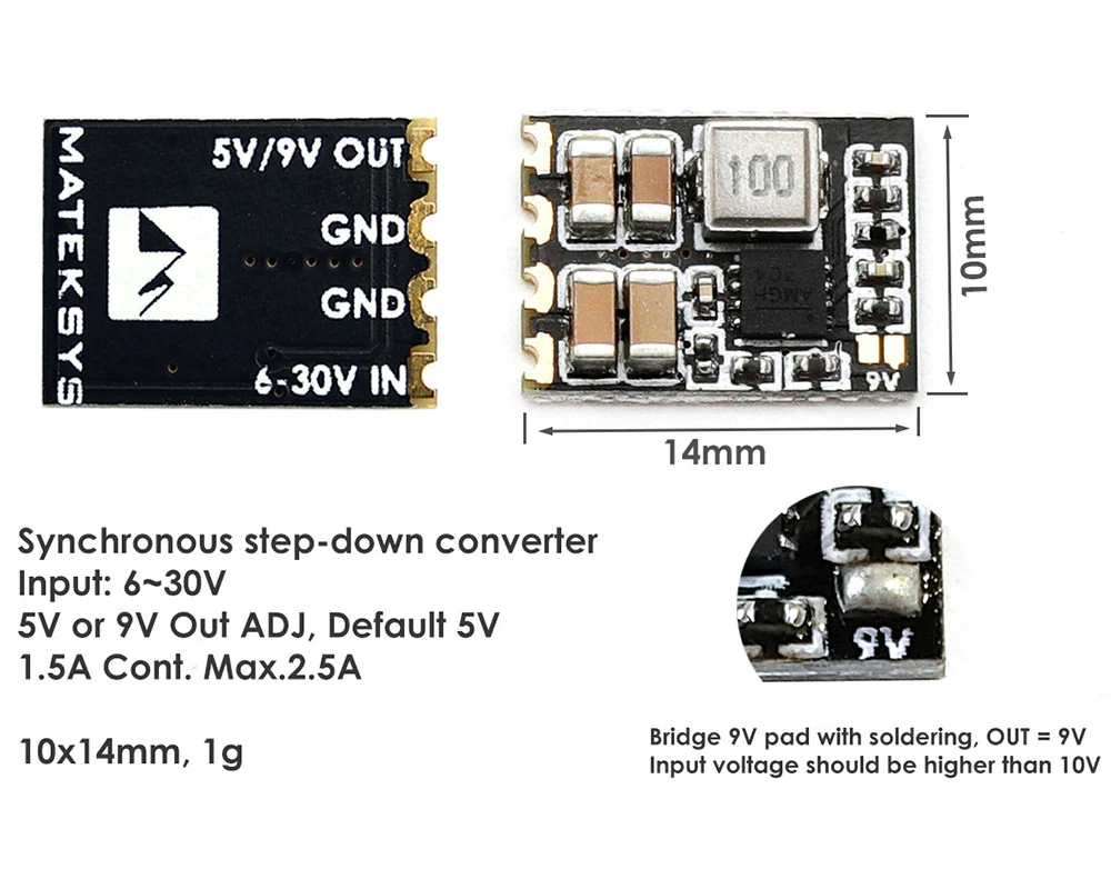 Стабілізатор напруги Matek Micro BEC 6~30V to 5V/9V-ADJ (3 шт)